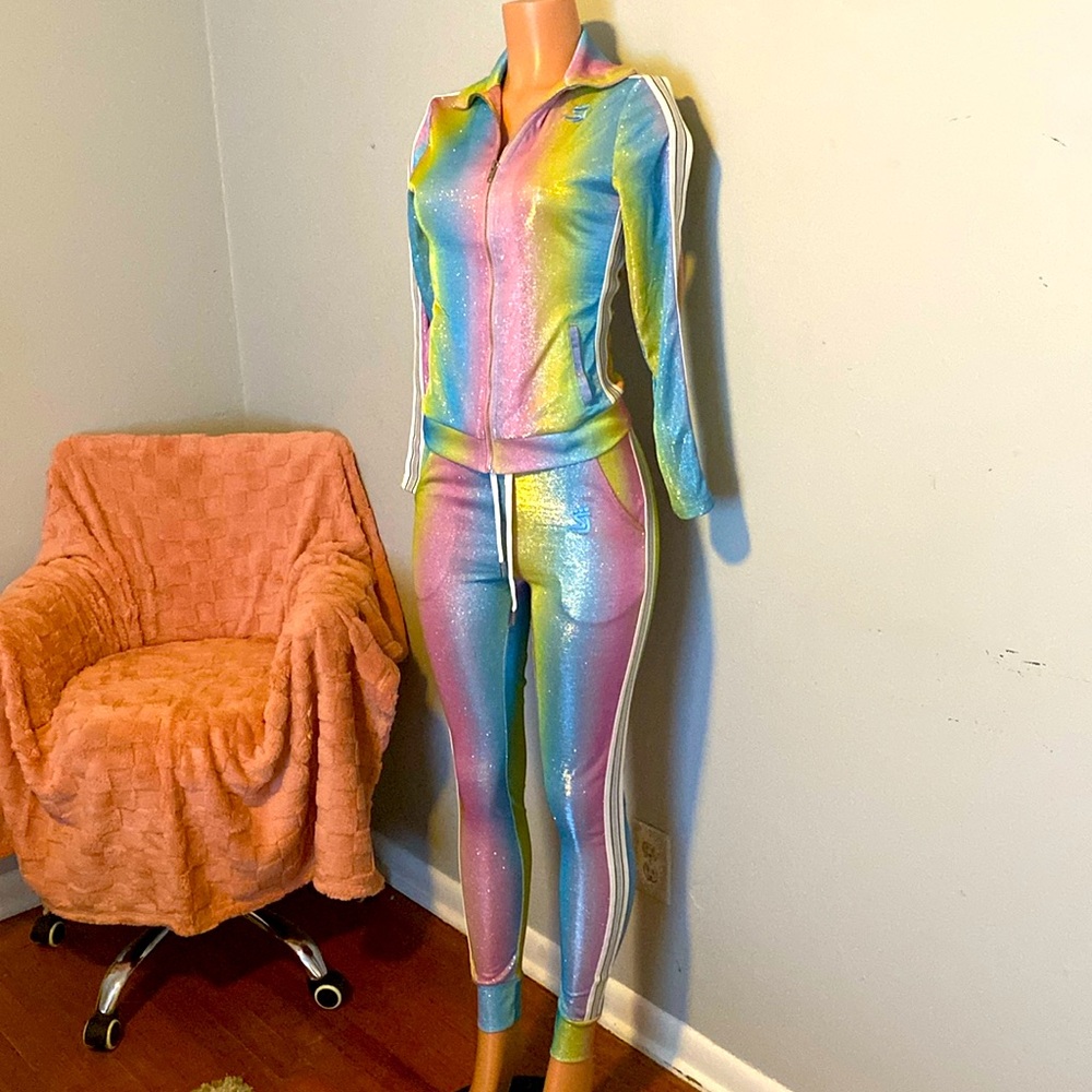 Women’s Rainbow Shimmer Track Pants - Multicolor